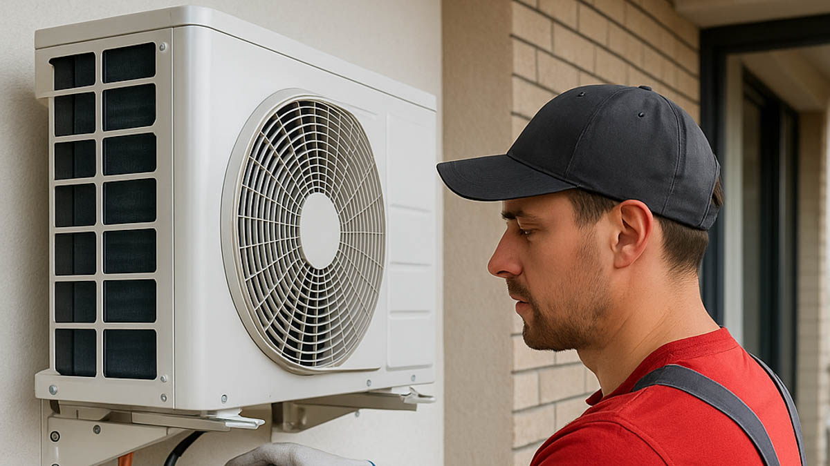 Instalator montujący klimatyzację w budynku mieszkalnym – Ruda Śląska.