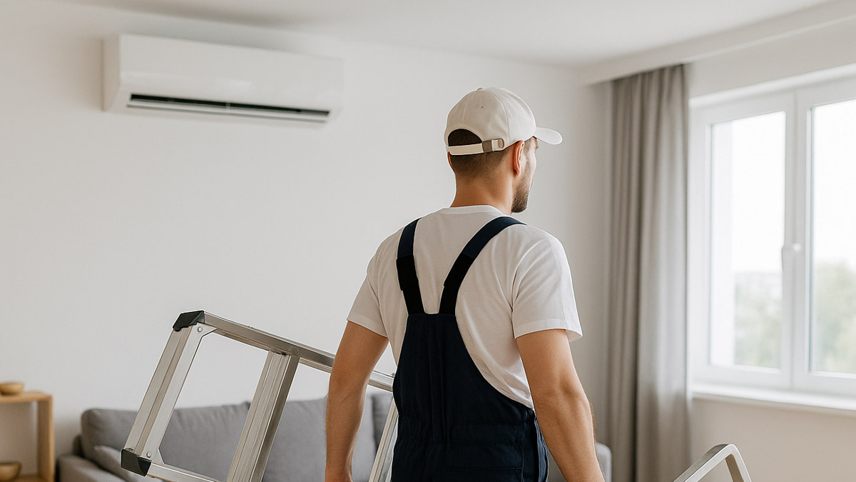 Instalator podłącza klimatyzator ścienny – Myszków.